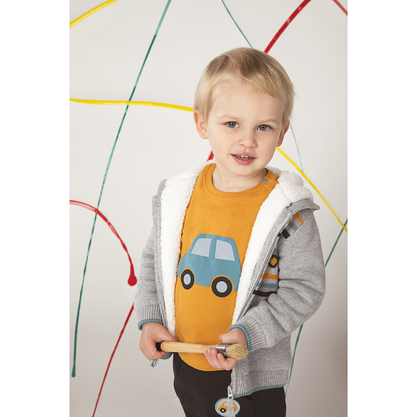 Ζακέτα με κουκούλα πλεκτή με επένδυση sherpa για bebe αγόρι  Additional Ζακέτα με κουκούλα πλεκτή με επένδυση sherpa για bebe αγόρι