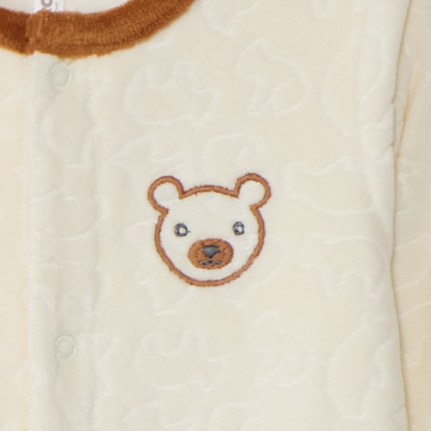 Dors-bien Ourson en velours effet dévoré pour bébé garçon 