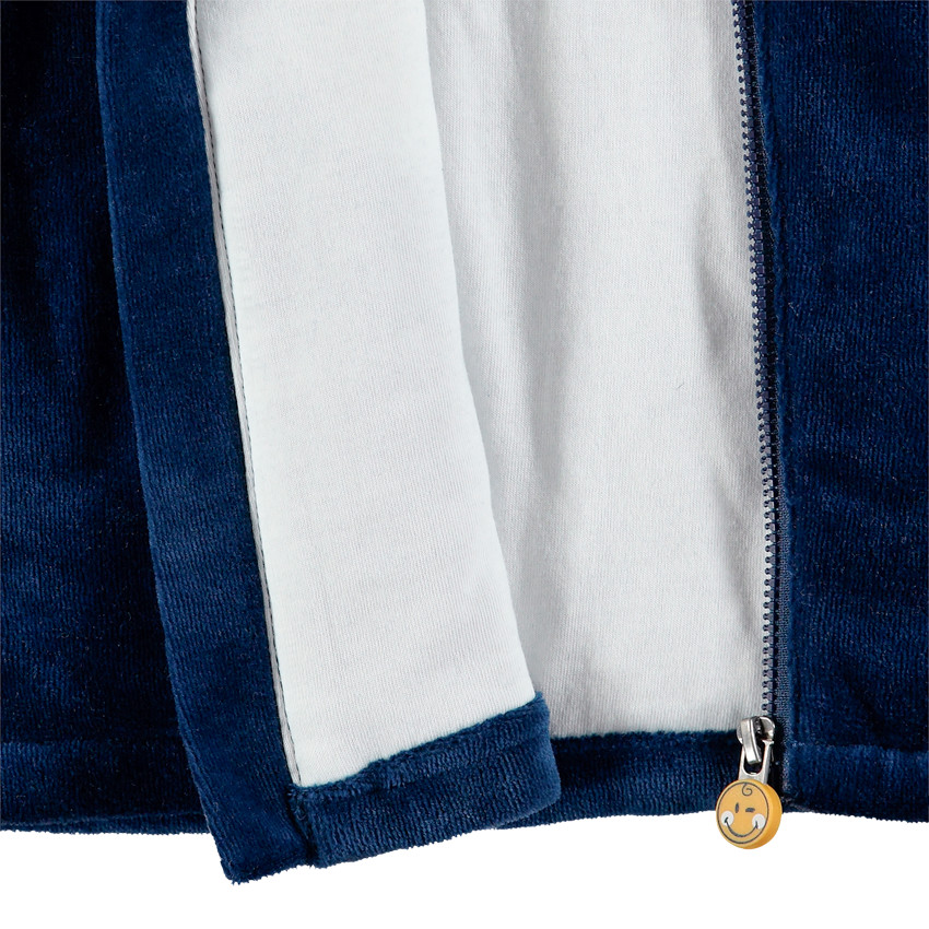 Βελούδινη ζακέτα με αφαιρούμενη κουκούλα Smiley 