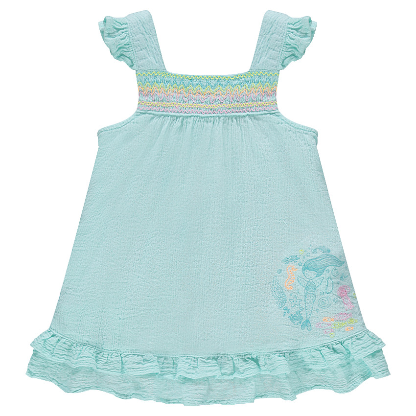 Βαμβακερό τοπ με όψη κρεπ, βολάν και φαντεζί πλάτη 