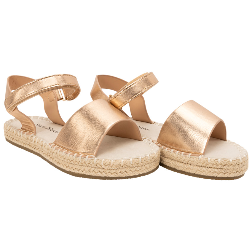 Σανδάλια rose gold effet satiné με σόλα από σχοινί για κορίτσι 