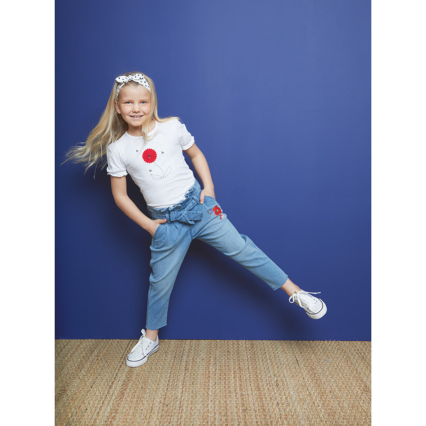 T-shirt κοντομάνικο patch fleur κέντημα για κορίτσι 