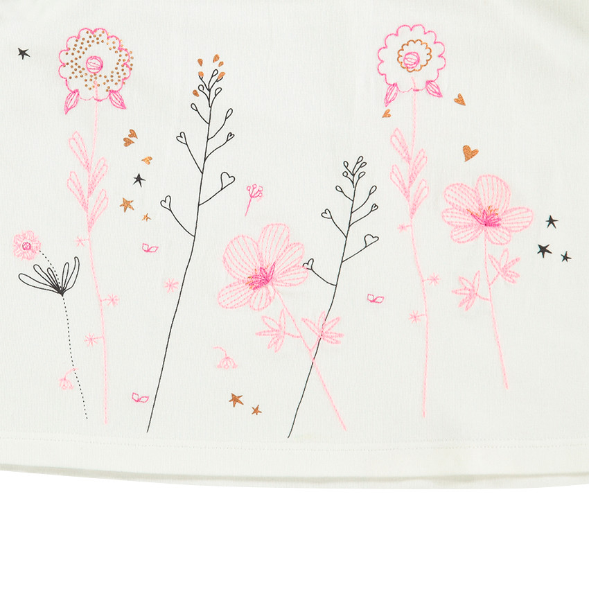 Μακρυμάνικη μπλούζα εβαζέ με κεντητά λουλούδια 