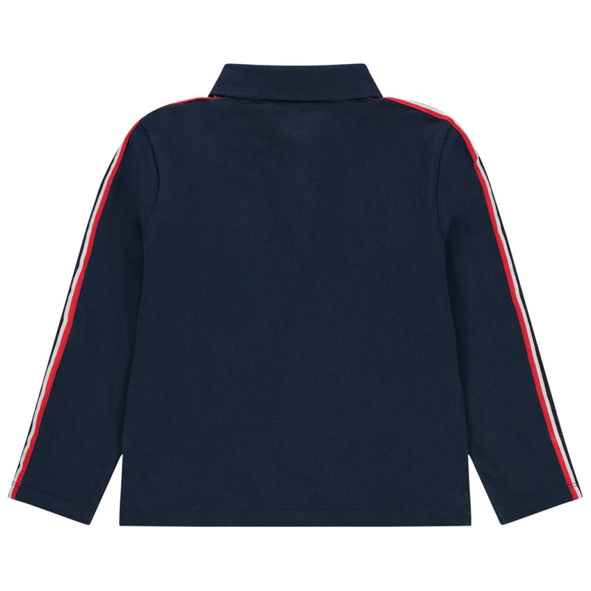 Polo manches longues à badge Spiderman et bandes contrastées 