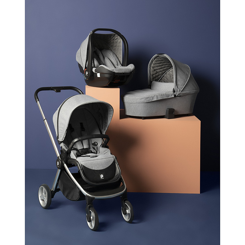 Καρότσι τρίο Tessa γκρι χρωματιστό 