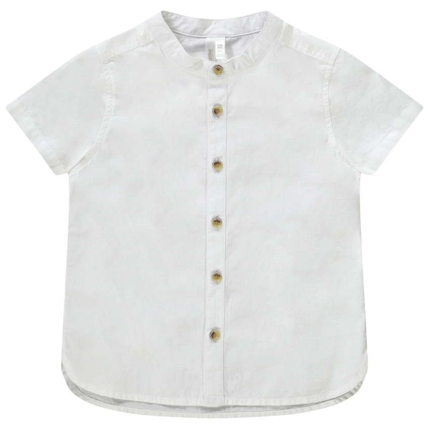 Πουκάμισο κοντομάνικο μονόχρωμο με γιακά mao για bebe αγόρι 