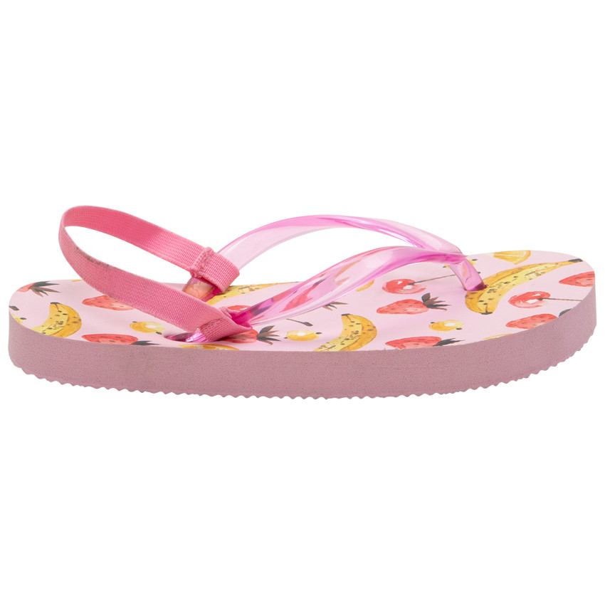 Σαγιονάρες με διάφανο λουράκι και τυπωμένα φρούτα 