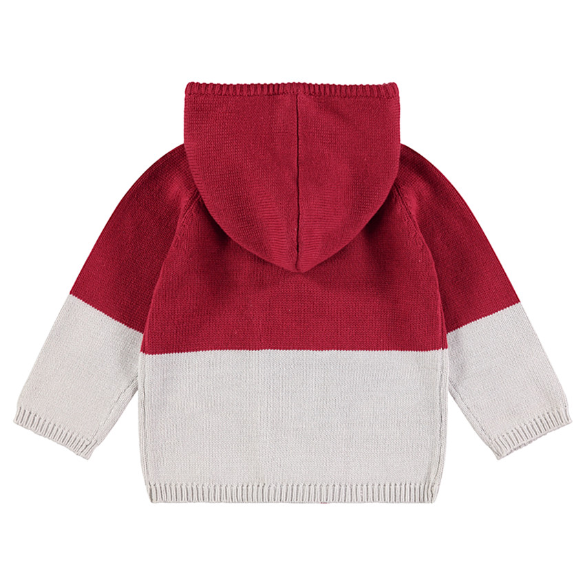 Πλεκτή ζακέτα με διχρωμία και διπλό κούμπωμα 