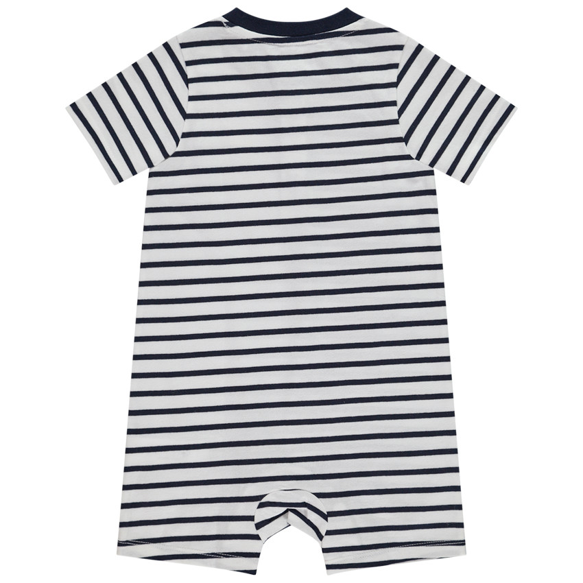 Κοντομάνικη ολόσωμη φόρμα ριγέ print crabe για bebe αγόρι 