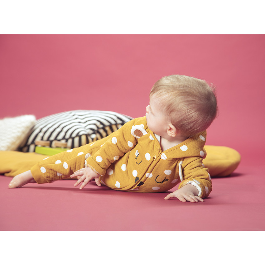 Combi μακρύ με πουα με επένδυση jersey για bebe κορίτσι 