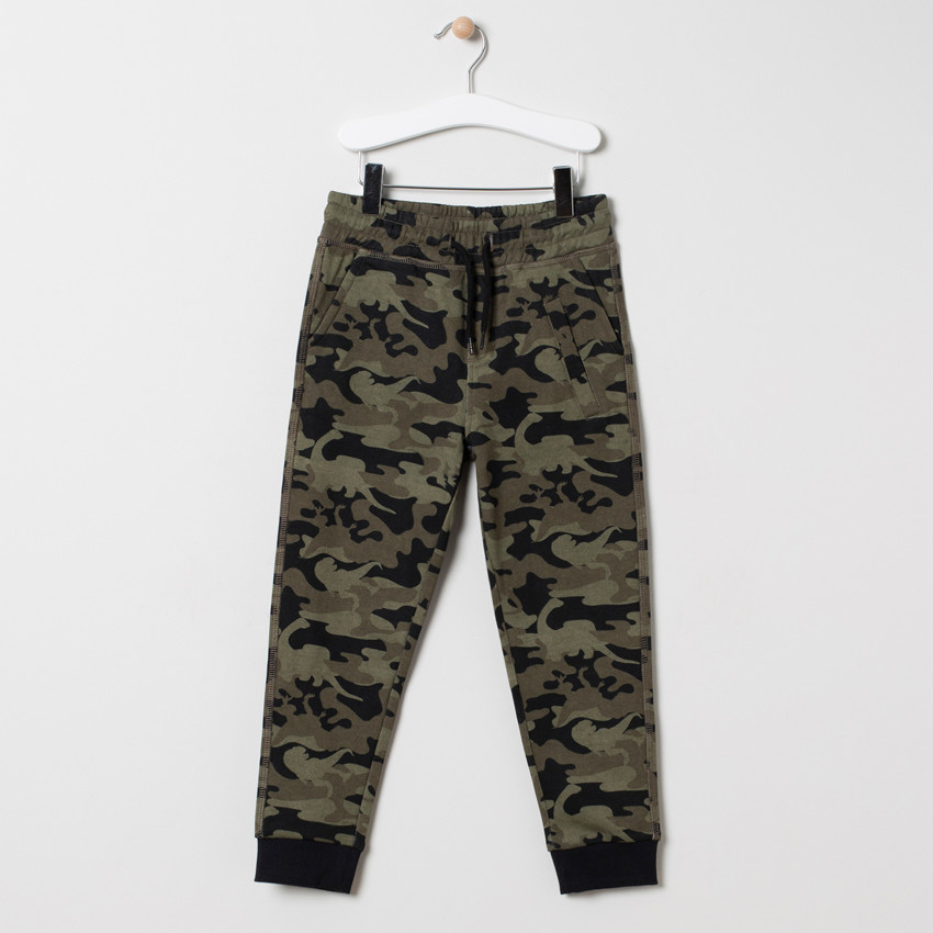 Jogging en molleton print dinosaure et motif camouflage 