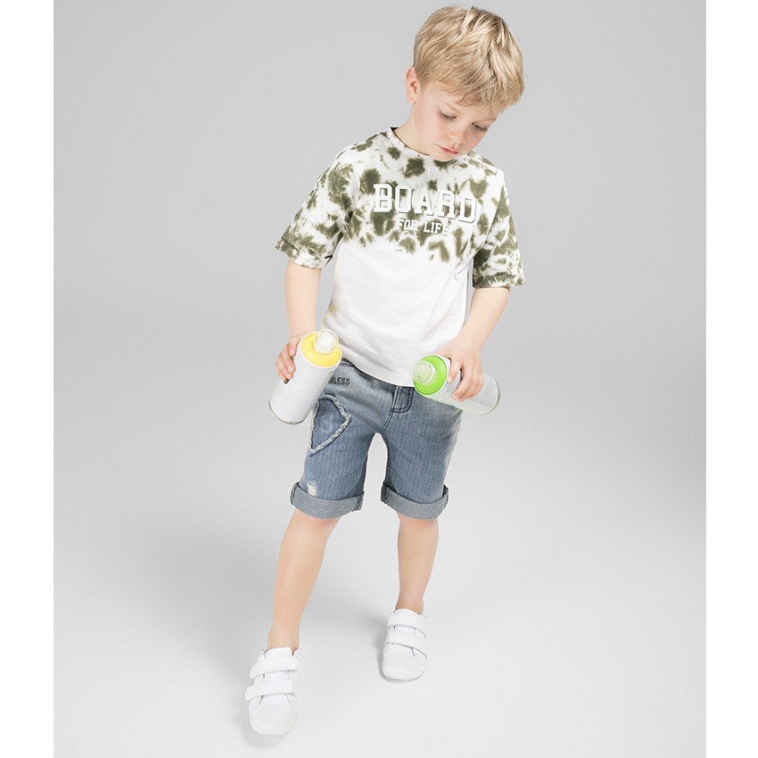 Βερμούδα τζιν με φθαρμένη όψη και αφαιρούμενη ζώνη 