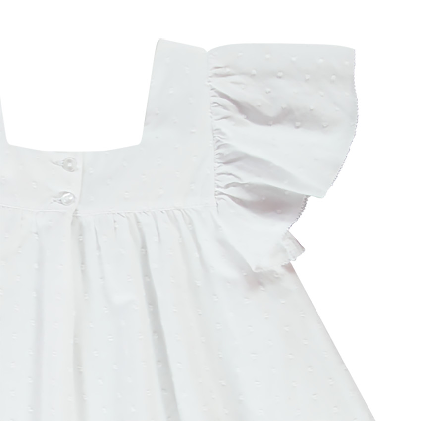 Tunique en plumetis manches courtes volantées pour fille 