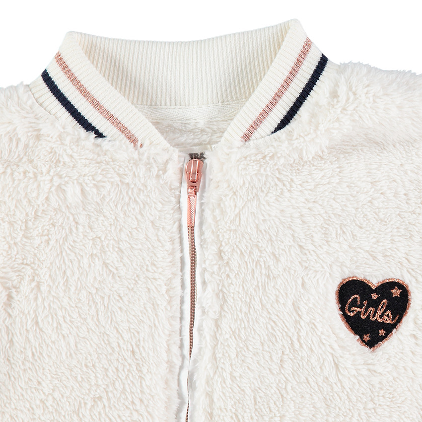 Μπουφάν από συνθετική γούνα με τελειώματα σε σπορ στυλ 