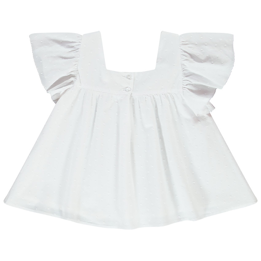 Tunique en plumetis manches courtes volantées pour fille 