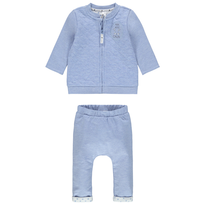 Ensemble avec gilet zippé à croisillons et pantalon élastiqué 