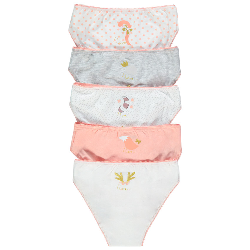 Σετ από 5 slip με animal σχέδιο και φιόγκο χρυσαφί  Additional Σετ από 5 slip με animal σχέδιο και φιόγκο χρυσαφί