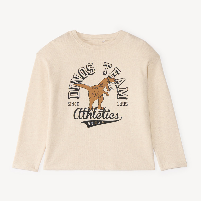 T-shirt à manches longues oversize garçon avec motif dinosaure 