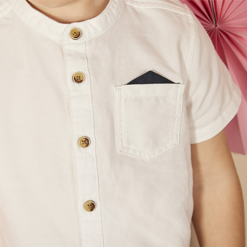 Πουκάμισο κοντομάνικο με γιακά mao και μαντήλι για μωρό αγόρι 