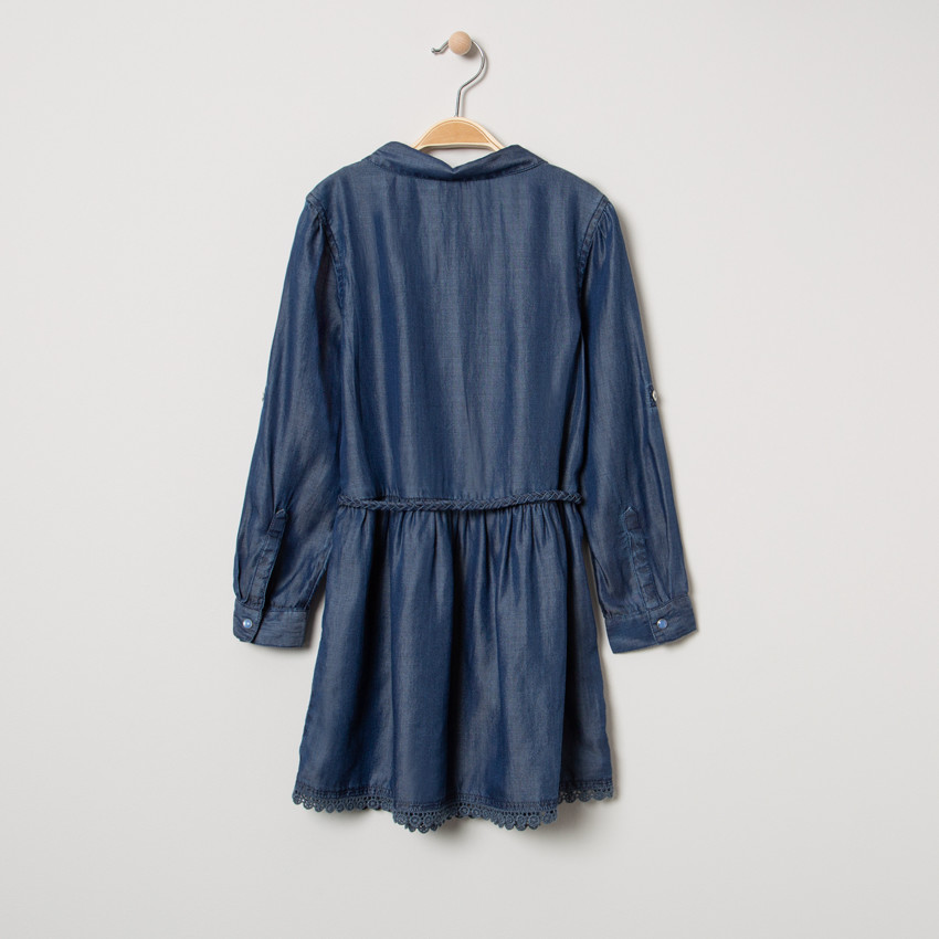 Μακρυμάνικο φόρεμα από tencel με κεντήματα 