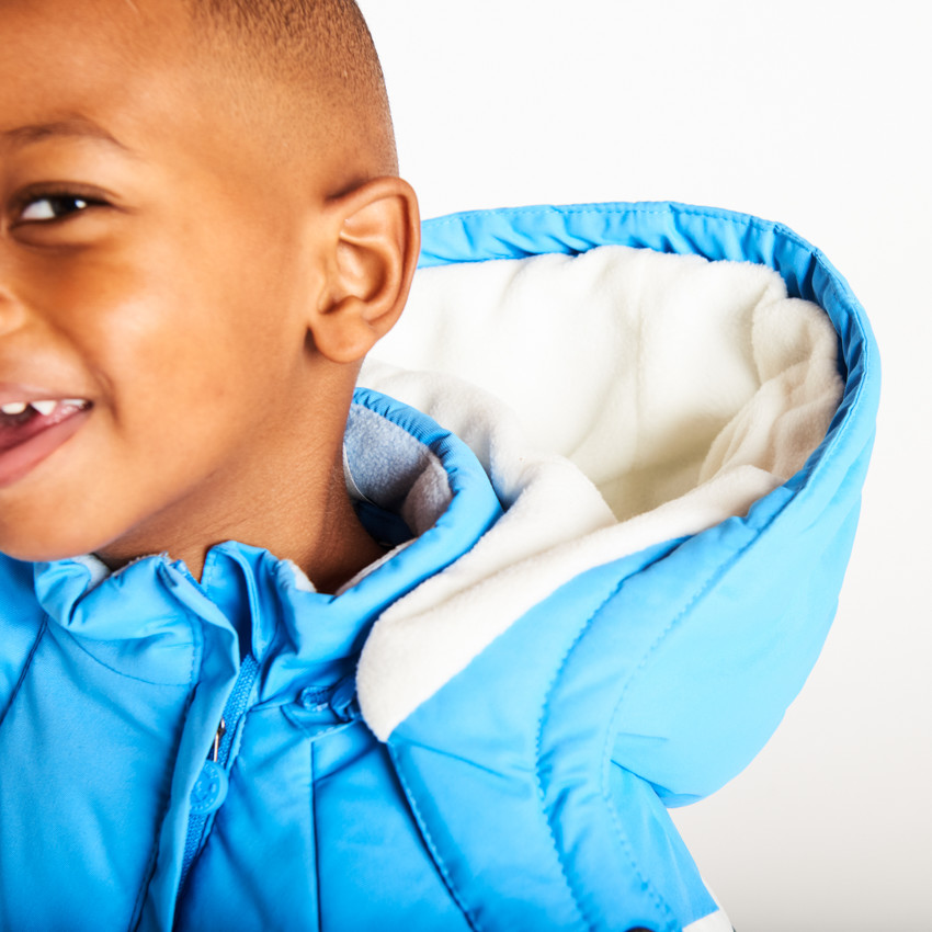 Combi-pilote de ski pour bébé garçon avec finitions différentes selon l'âge 