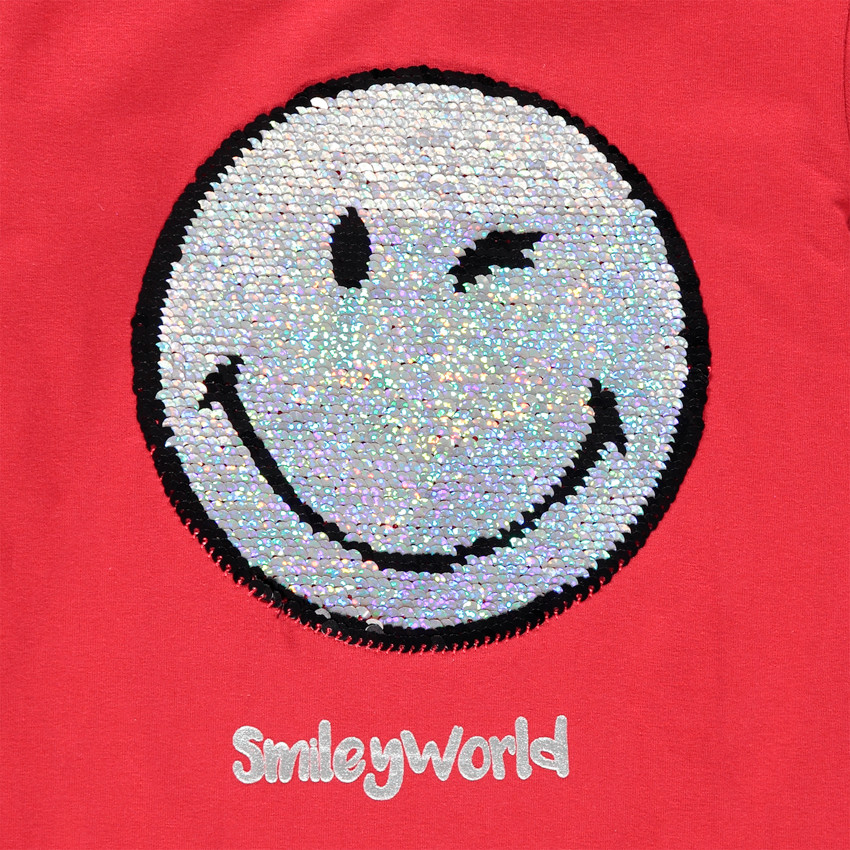 Sous-pull en coton bio à col roulé avec SmileyWorld en sequins magiques  Additional Sous-pull en coton bio à col roulé avec SmileyWorld en sequins magiques