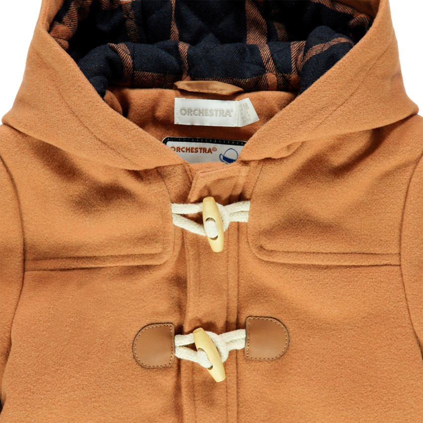 Manteau style duffle coat à capuche et poches 
