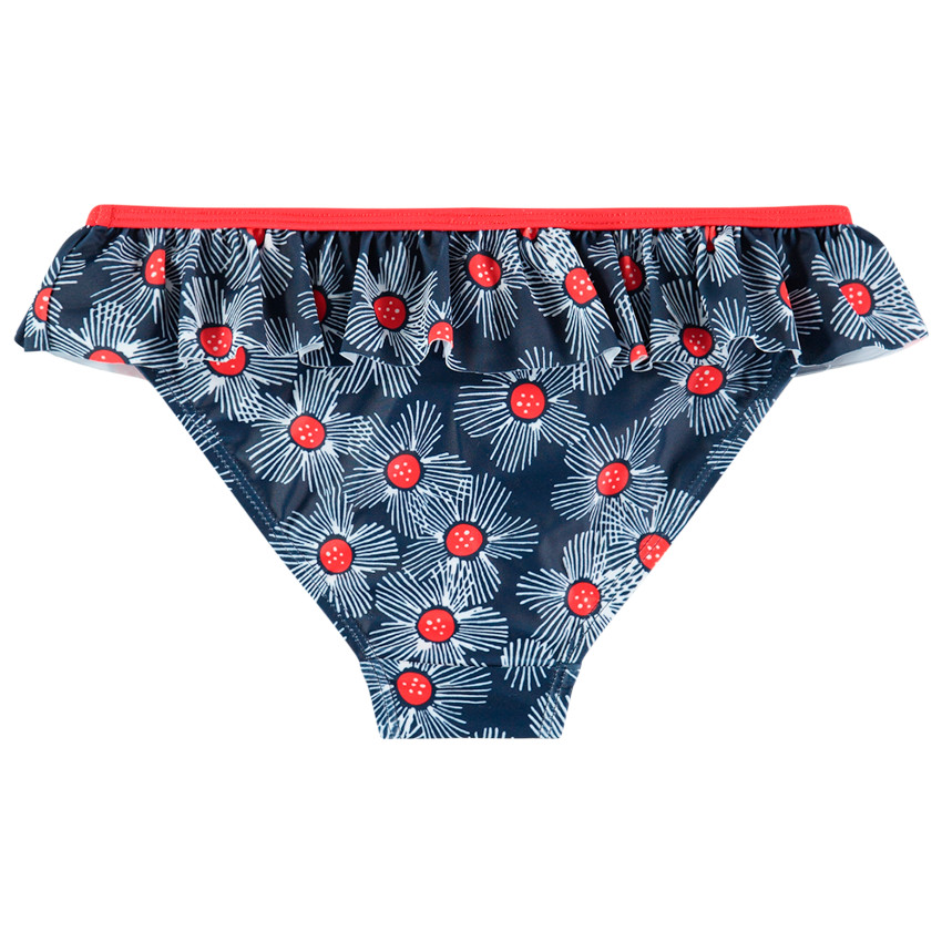 Μαγιώ 2 τεμαχίων με λουλούδια και ασύμμετρο πάνω μέρος. 