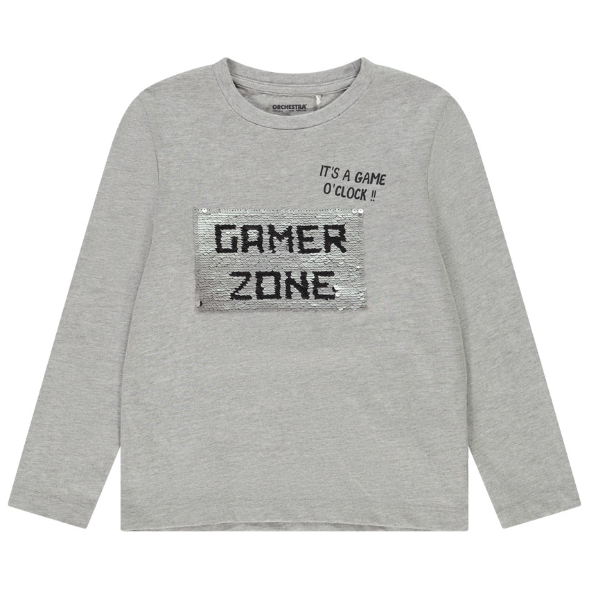 T-shirt μακρυμάνικο από jersey με μαγικά στρας αγόρι 