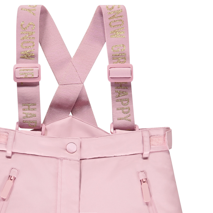 Παντελόνι σκι μονόχρωμο ροζ με τιράντες για κορίτσι 