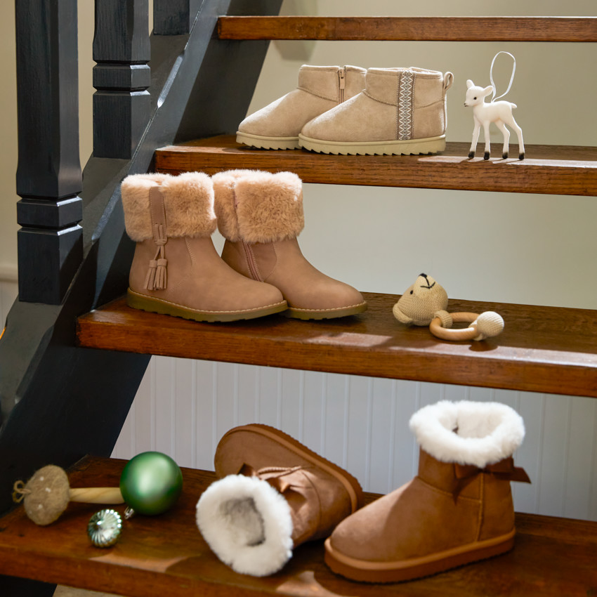 Μπότες με συνθετική γούνα effet daim για bebe κορίτσι 