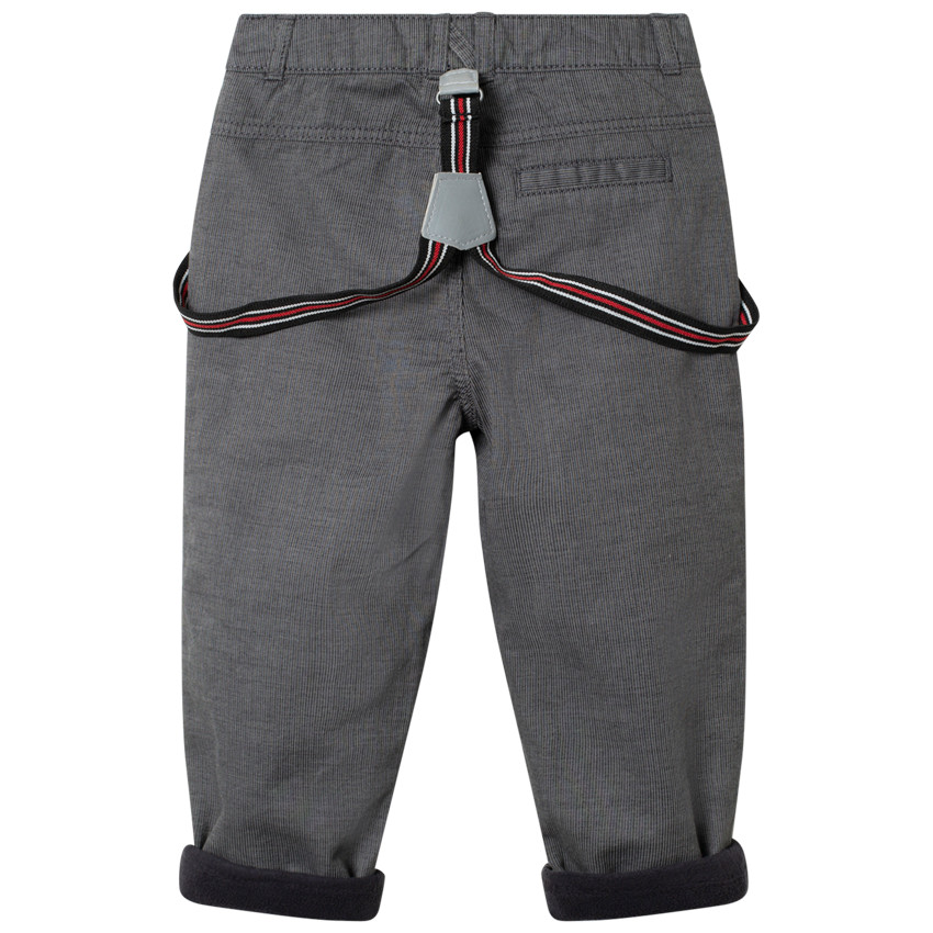 Pantalon à fines rayures doublé polaire à bretelles amovibles  Additional Pantalon à fines rayures doublé polaire à bretelles amovibles