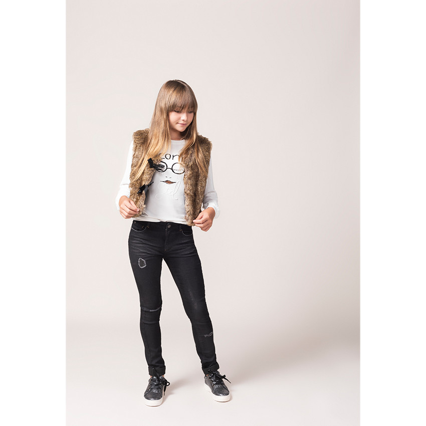 Παιδικά - Τζιν skinny με used όψη, μόνιμες τσακίσεις και σκισίματα 