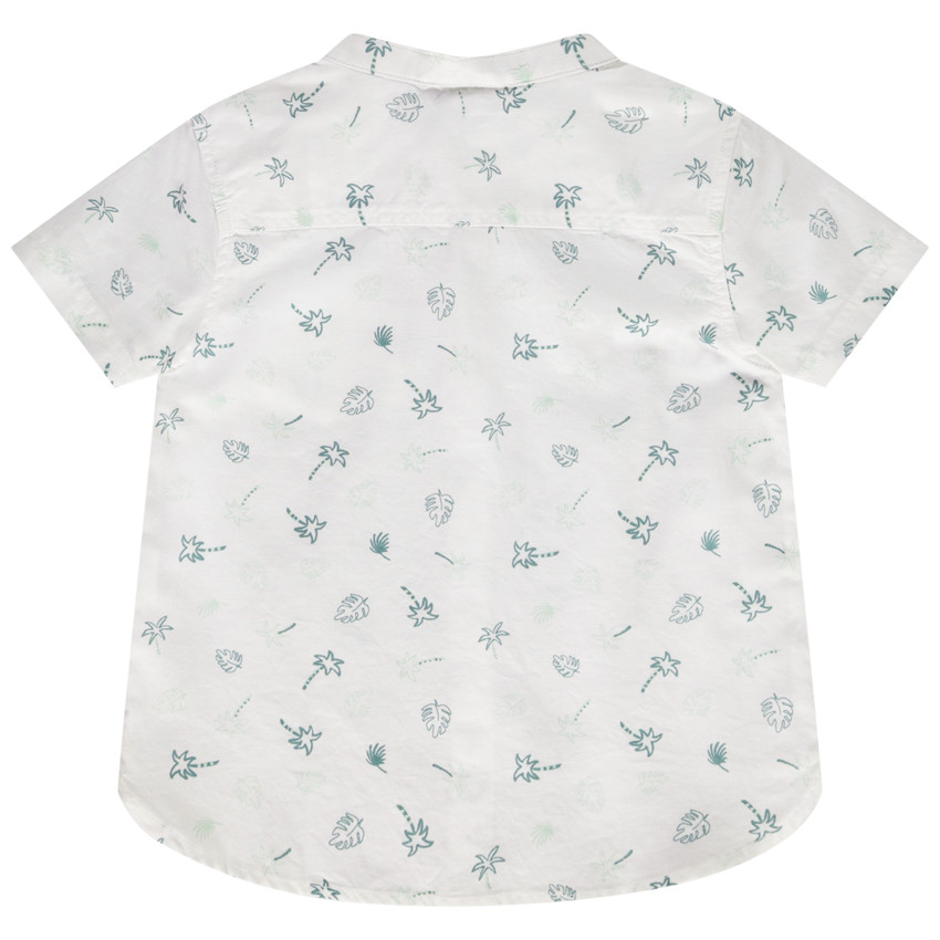 Πουκάμισο κοντομάνικο βαμβακερό με print φύλλα/φοίνικες για bebe αγόρι 