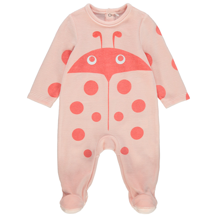 Dors-bien en velours motif coccinelle 
