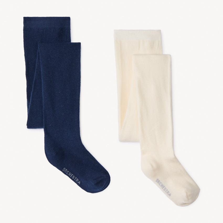 Σετ από 2 μονόχρωμα παχιά καλσόν για κορίτσι 