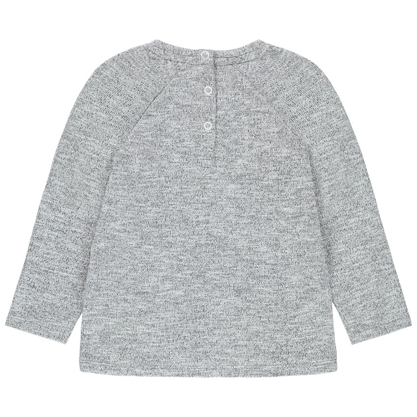 Φούτερ από φανέλα με μελανζέ όψη και τυπωμένη φράση 