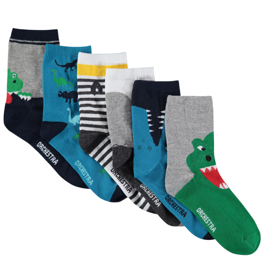 Σετ 6 ζευγάρια ασορτί κάλτσες με μοτίβο τα ζώα της ζούγκλας  