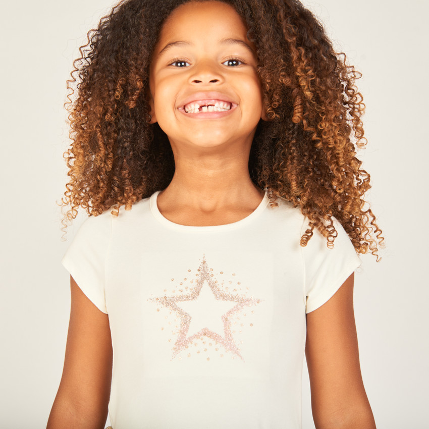 Robe de fête manches courtes scintillante effet 2 en 1 pour fille 