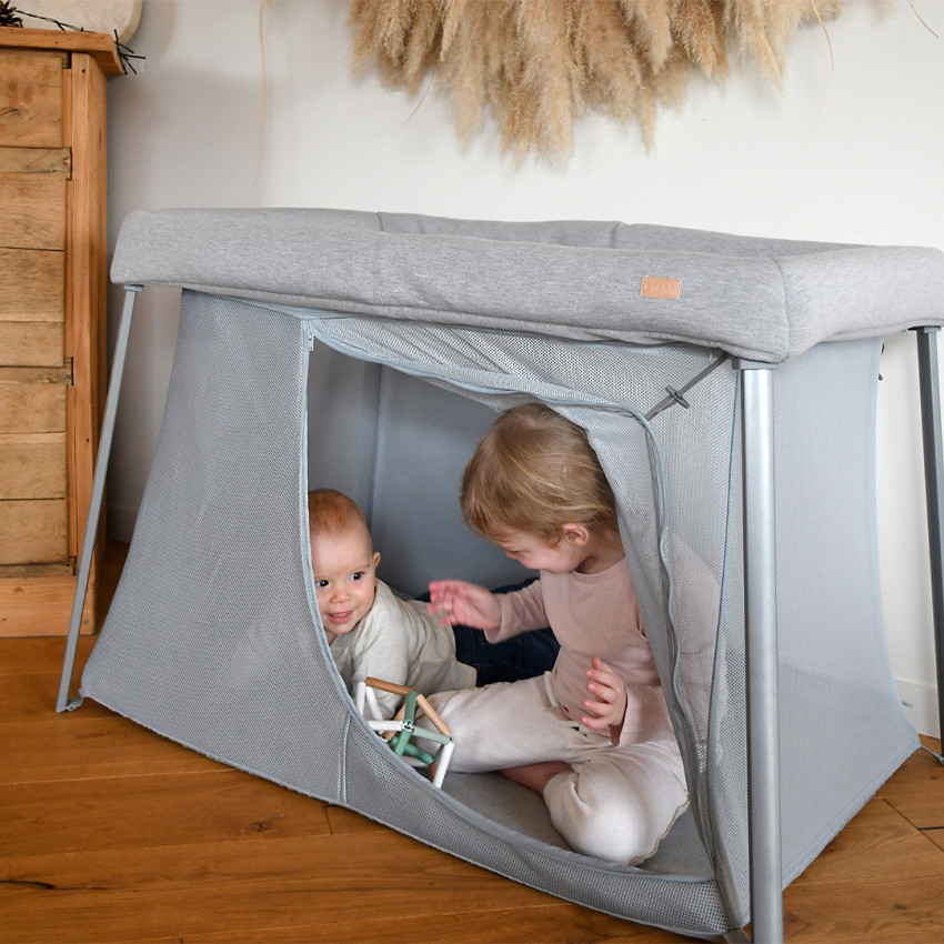 Ταξιδιωτικό κρεβάτι 3 σε 1 Eazy Sleep γκρι chiné galet 