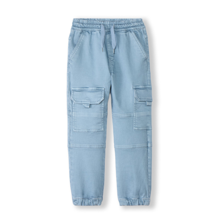 Jean jogger style cargo uni à poches pour garçon 