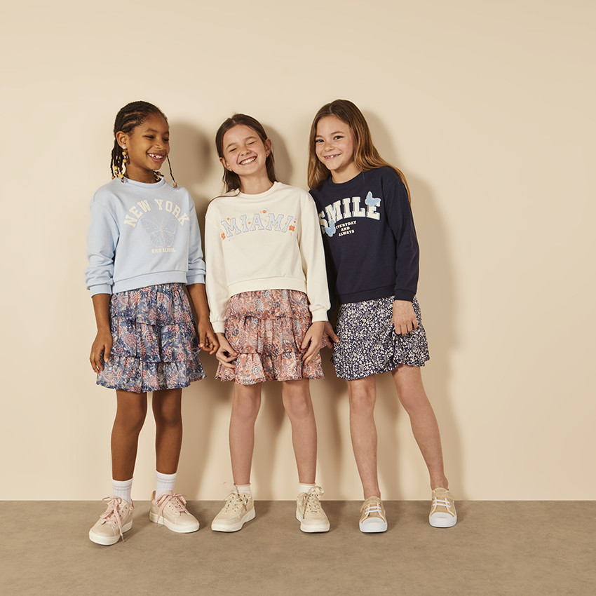 Φούτερ crop top oversize print Miami για κορίτσι 