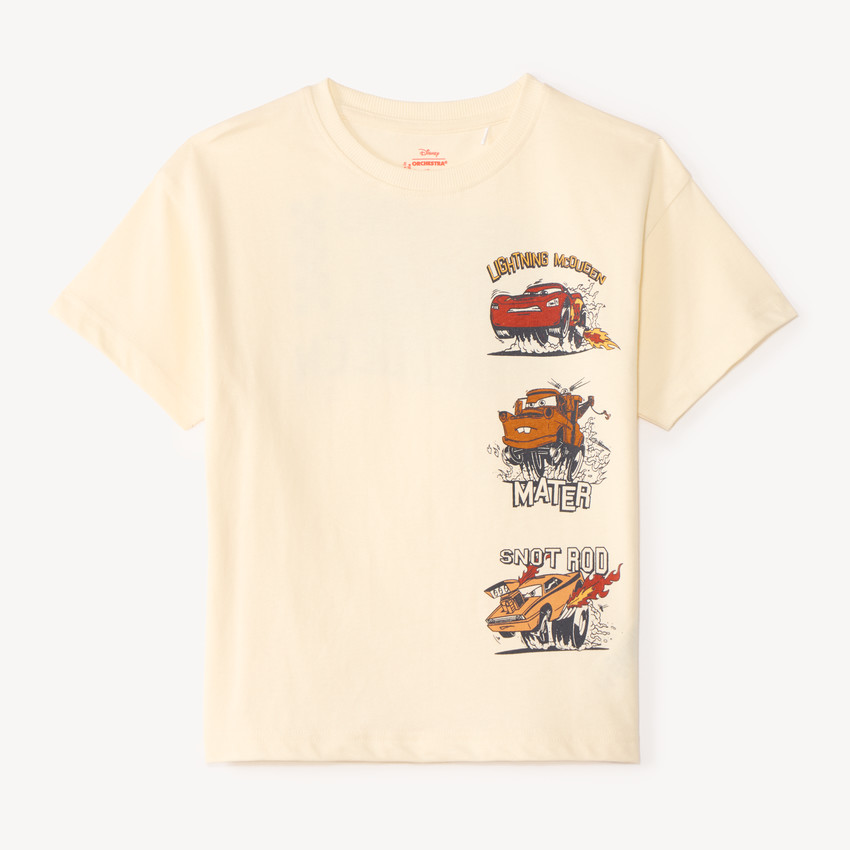 T-shirt αγοριού κοντομάνικο με τύπωμα Flash McQueen και Martin Disney Pixar 