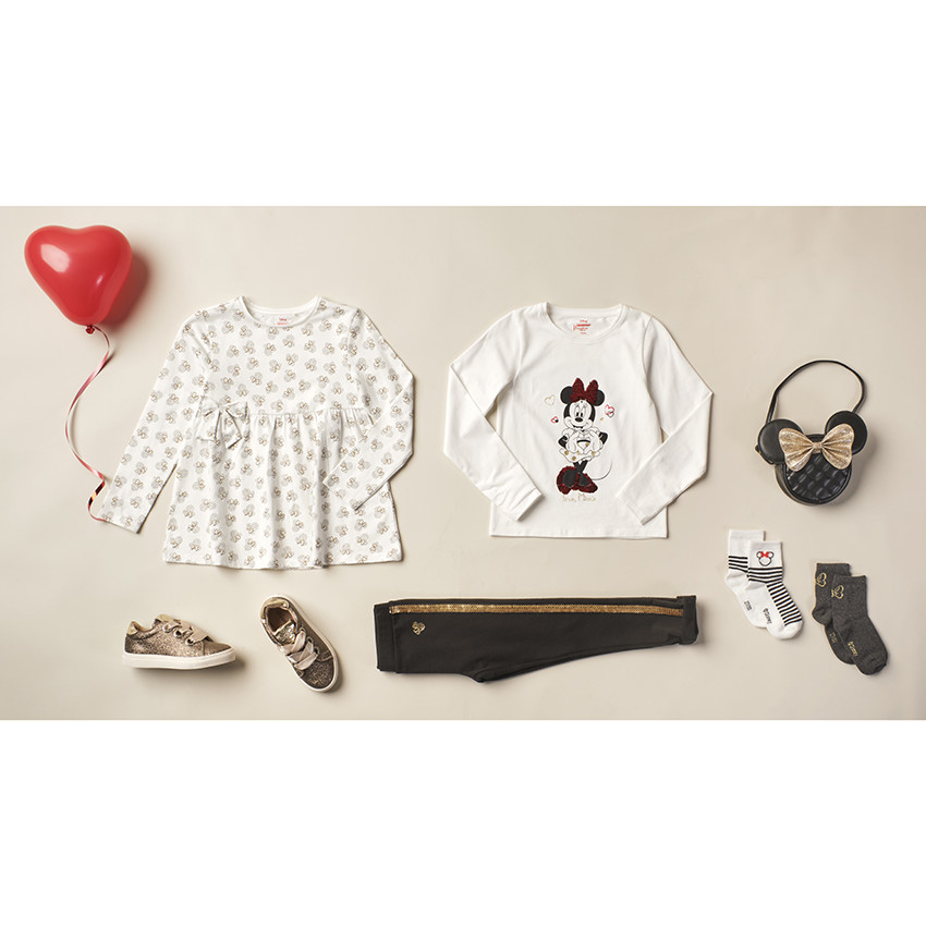 Legging uni à bands en sequins motif Minnie Disney 