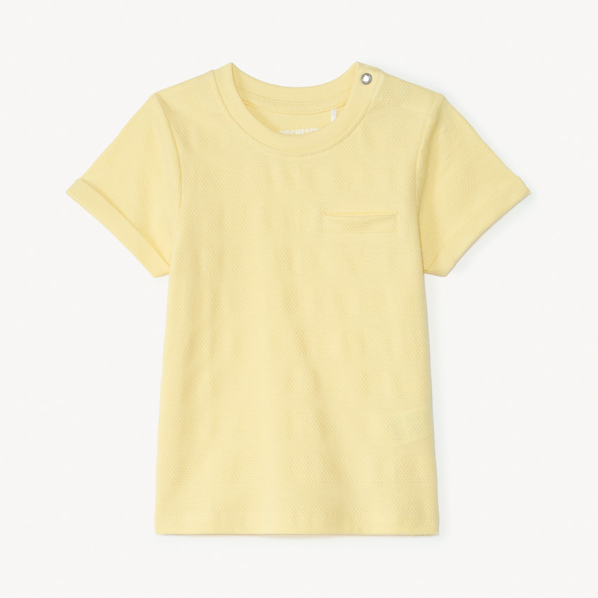 T-shirt κοντομάνικο απλό από ζέρσεϊ με εφέ ποπ κορν για μωρό αγόρι 