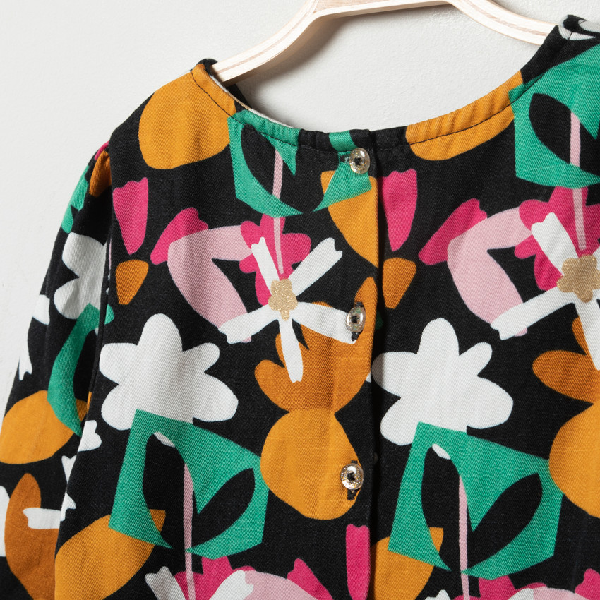 Φόρεμα μακρυμάνικο με σχέδιο λουλούδια για κορίτσι 