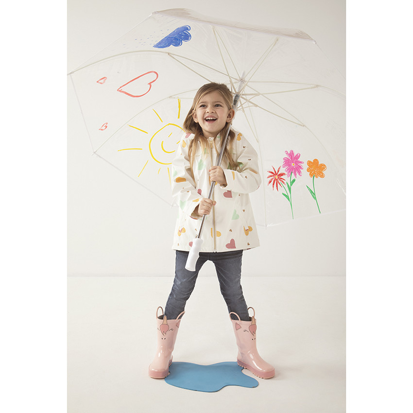 Parka gomme με καρδιές με επένδυση sherpa για κορίτσι 