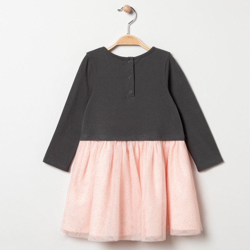 Φόρεμα μακρυμάνικο effet 2 σε 1 σχέδιο χορεύτρια για bebe κορίτσι 