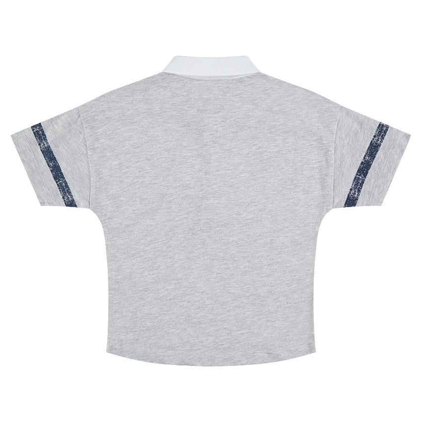 Κοντομάνικο ζέρσεϊ πόλο σε τετράγωνη γραμμή με στάμπα ©Smiley 