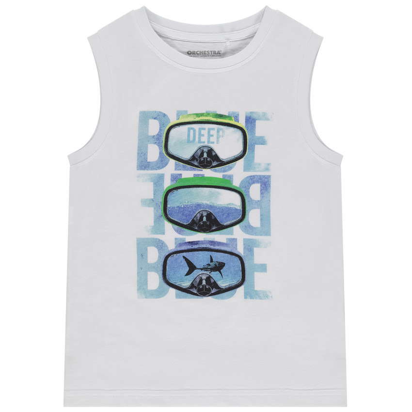 Αμάνικο μπλουζάκι print φαντεζί για αγόρι 